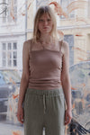BASERANGE Ribbed Cotton Needle Tank Top TONI and TOTV Collection Made in Portugal TOTV-RC-AU23-TSM Dehydrated Beige TONI
